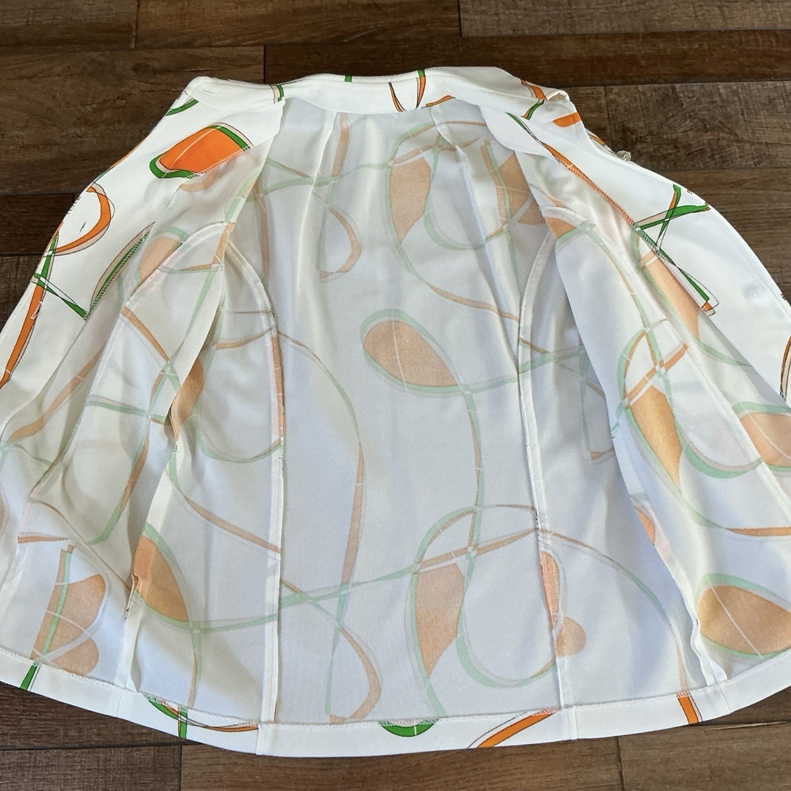 70s VTG Alex Garay Ltd Trevira Orange Green Mod Jacket Vest Set Size S/M #38D4