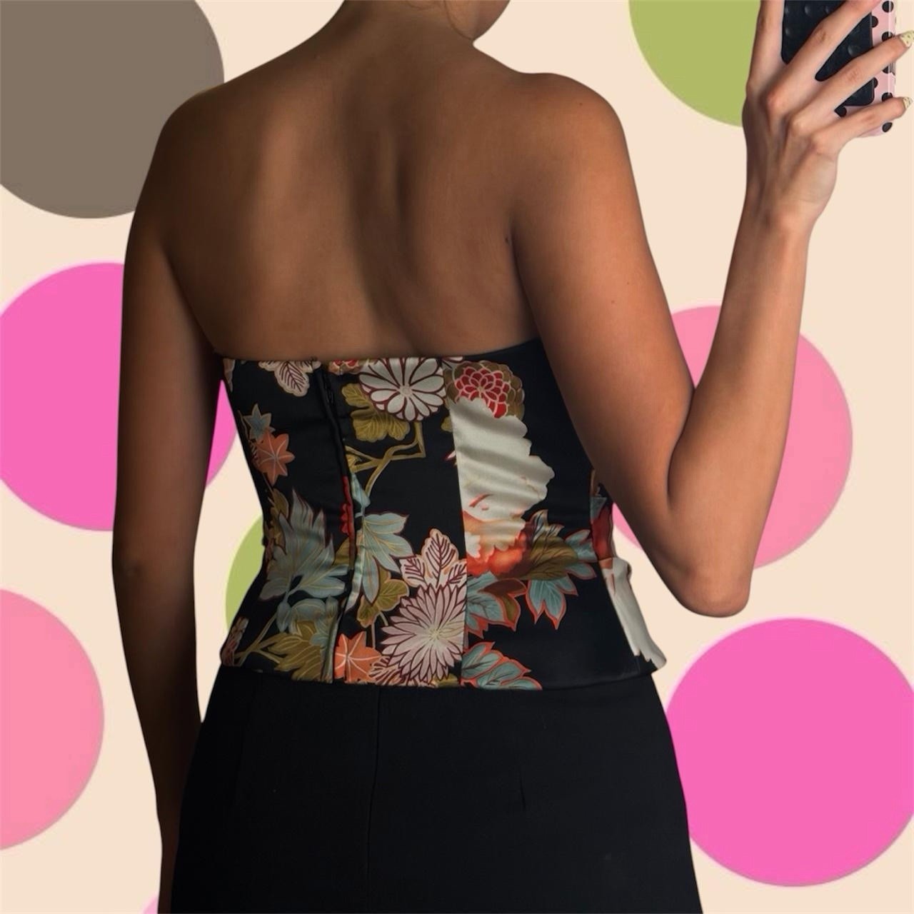 Vintage Rare 90s Y2K Kay Unger Silk Corset Top Floral