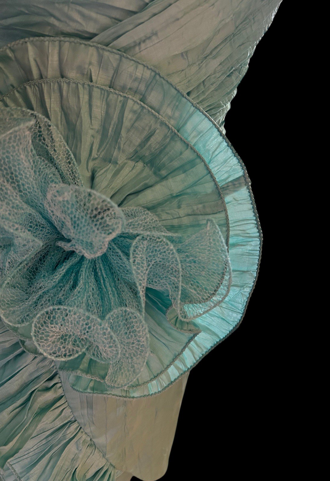 Vintage 1990’s Showstopper Coquette Aqua Evening Prom Formal Avant Garde Dress