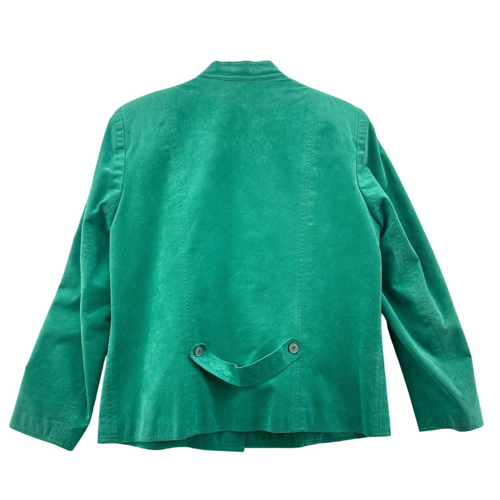 Vintage Ultrasuede Green Mock Neck Button Front Jacket Made in USA Size 12