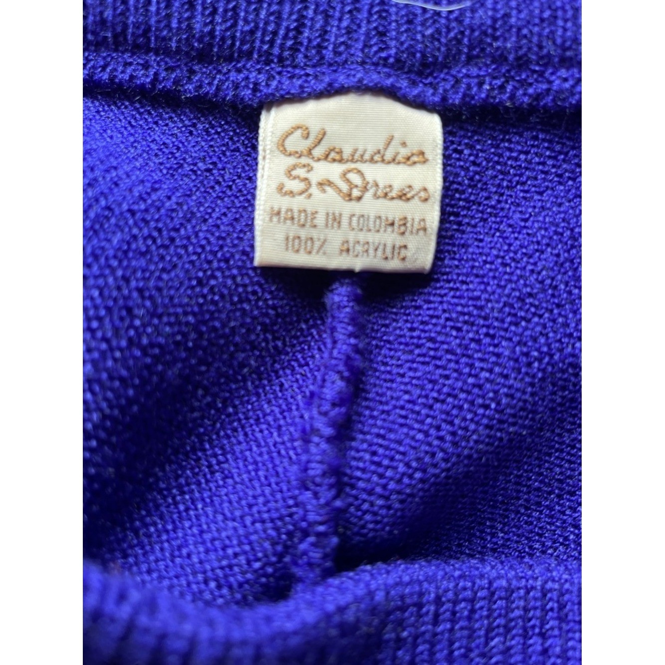 Vintage Claudia S. Drees Violet Knit Midi Skirt & Cardigan Set Size Small