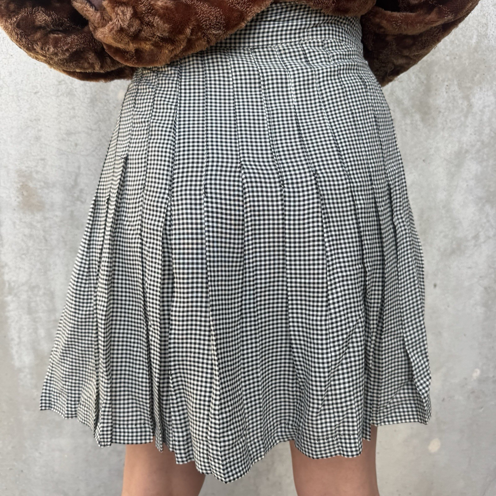 Vintage 1930s Checkered Black&White Rayon Pleated Shorts Sportswear Tennis