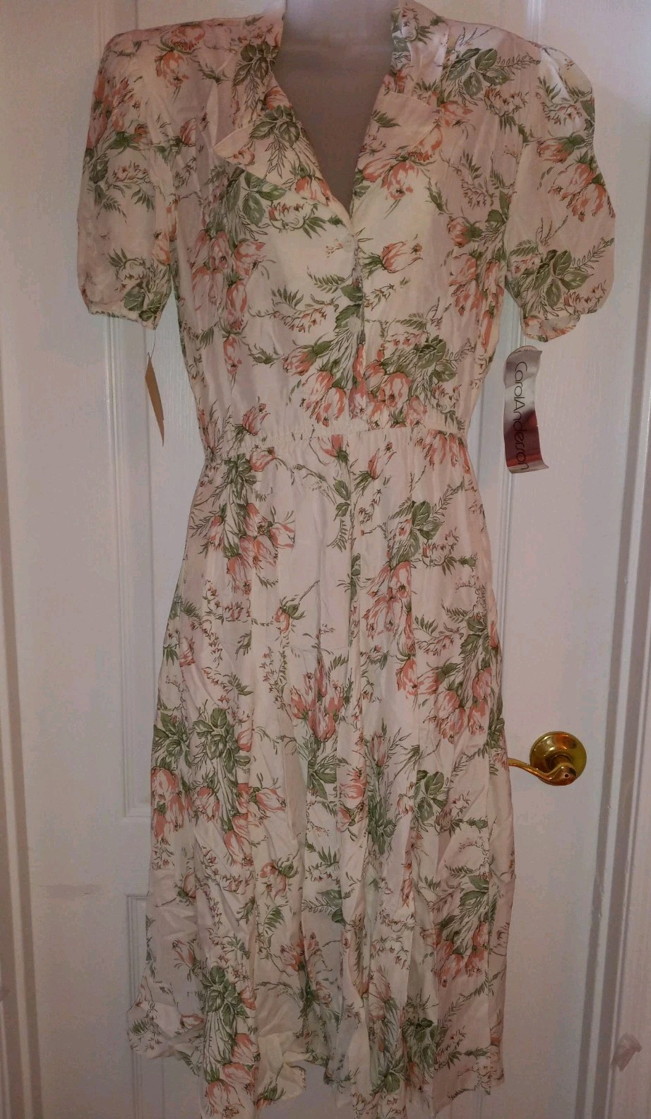 Vintage Carol Anderson Rose Bouquet Novelty Print Rayon Dress Cottagecore NWT