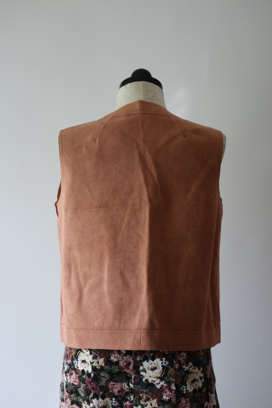 70s Vintage Pink Ultrasuede Open Front Waistcoat Sleeveless Jacket Vest Women M