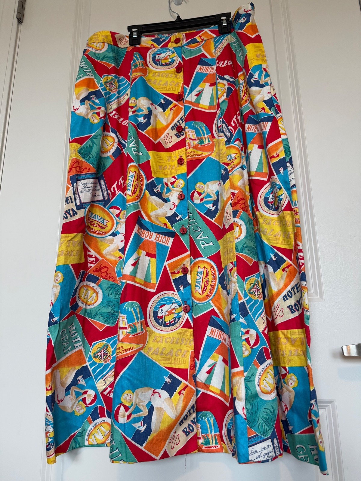 Vtg Marisa Christina II Travel Shirt & Skirt Cotton Set 1X Suit Cruise Beach