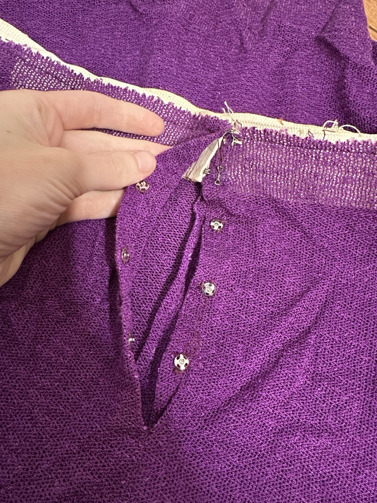 Vintage 1930s Purple Knit 2 Piece Skirt And Blouse Set