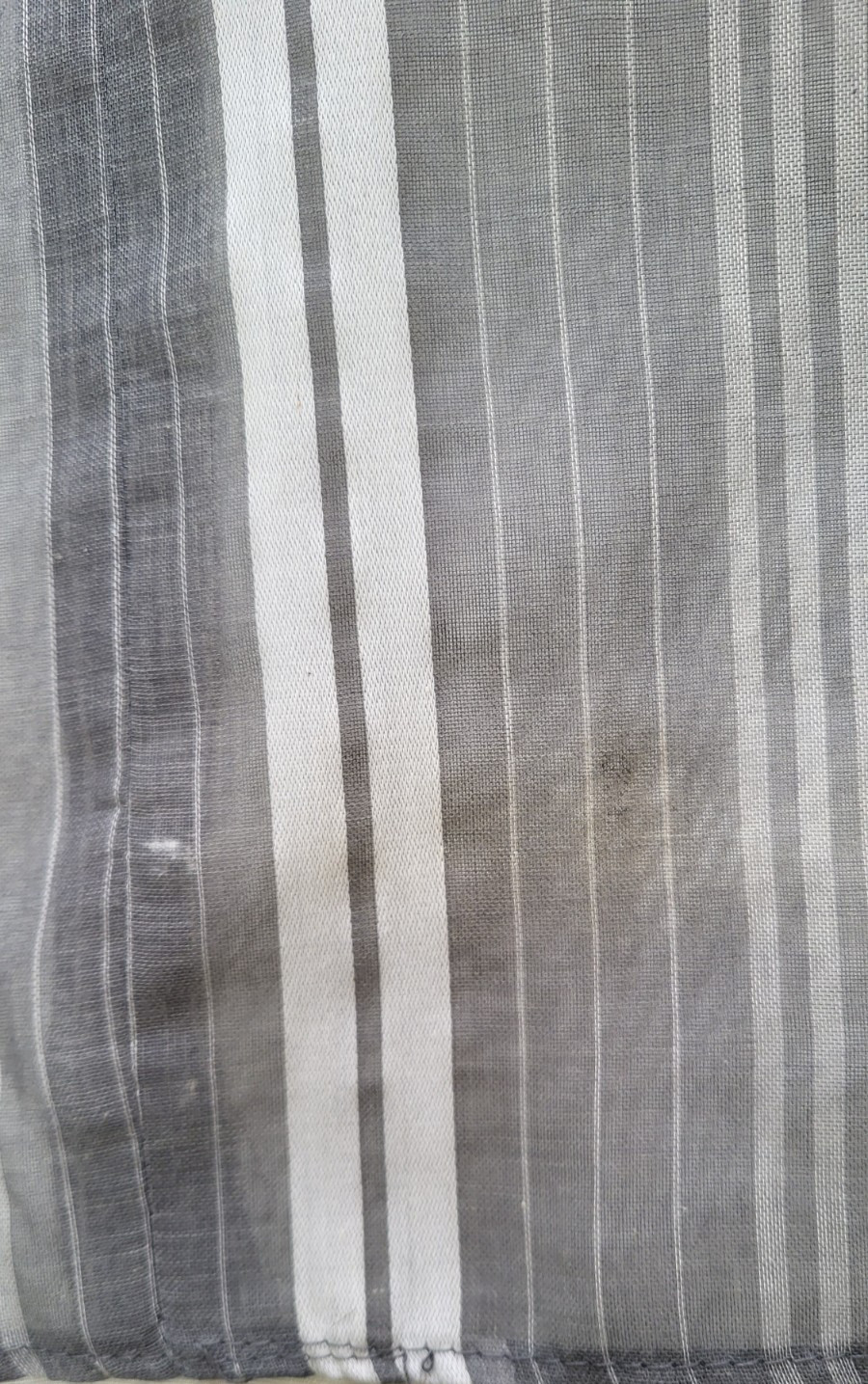 Vintage 1970’s MELISSA LANE Gray Stripe Maxi Dress with Smocking – Size XS/S