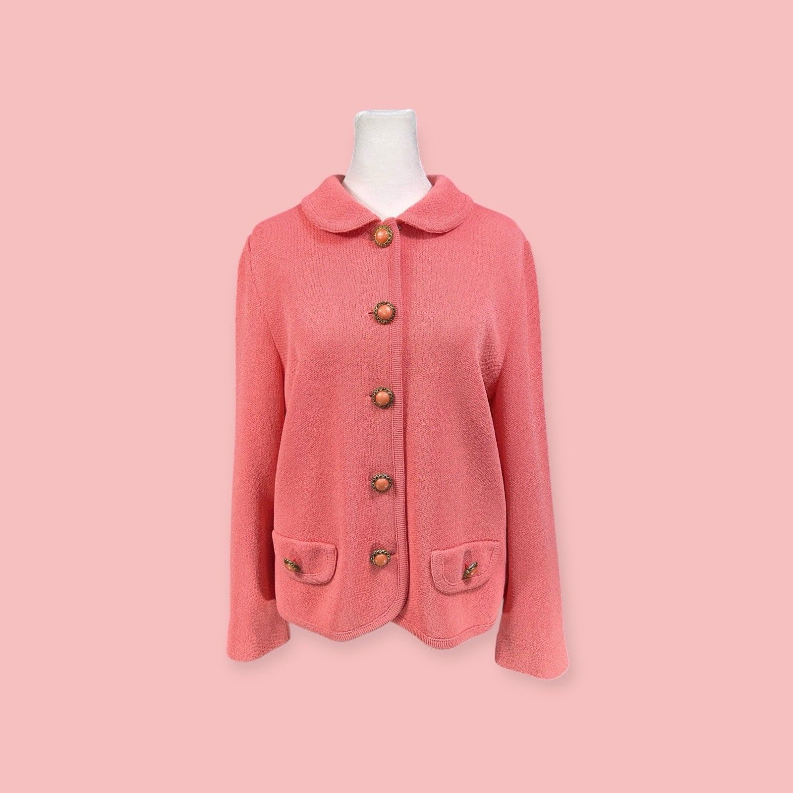 VINTAGE CASTLEBERRY KNIT JACKET BLAZER MOD PREPPY GLAM POWER SUIT CARDIGAN USA M