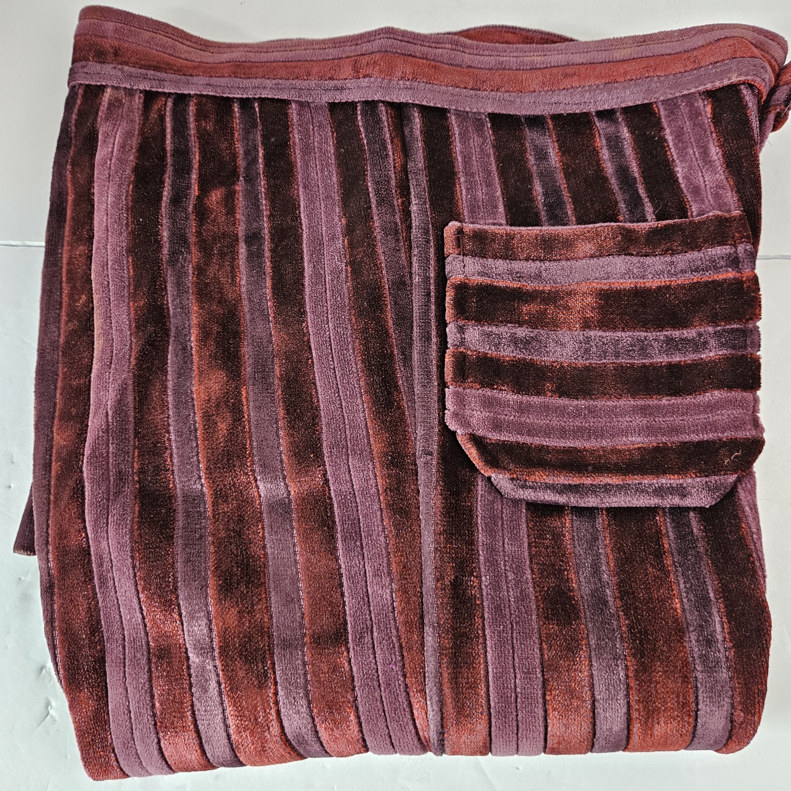 VTG 60S Red&Purple Strip Velvet Carpet Bag FLARED PANTS Bell Bottom Hippy 13/14