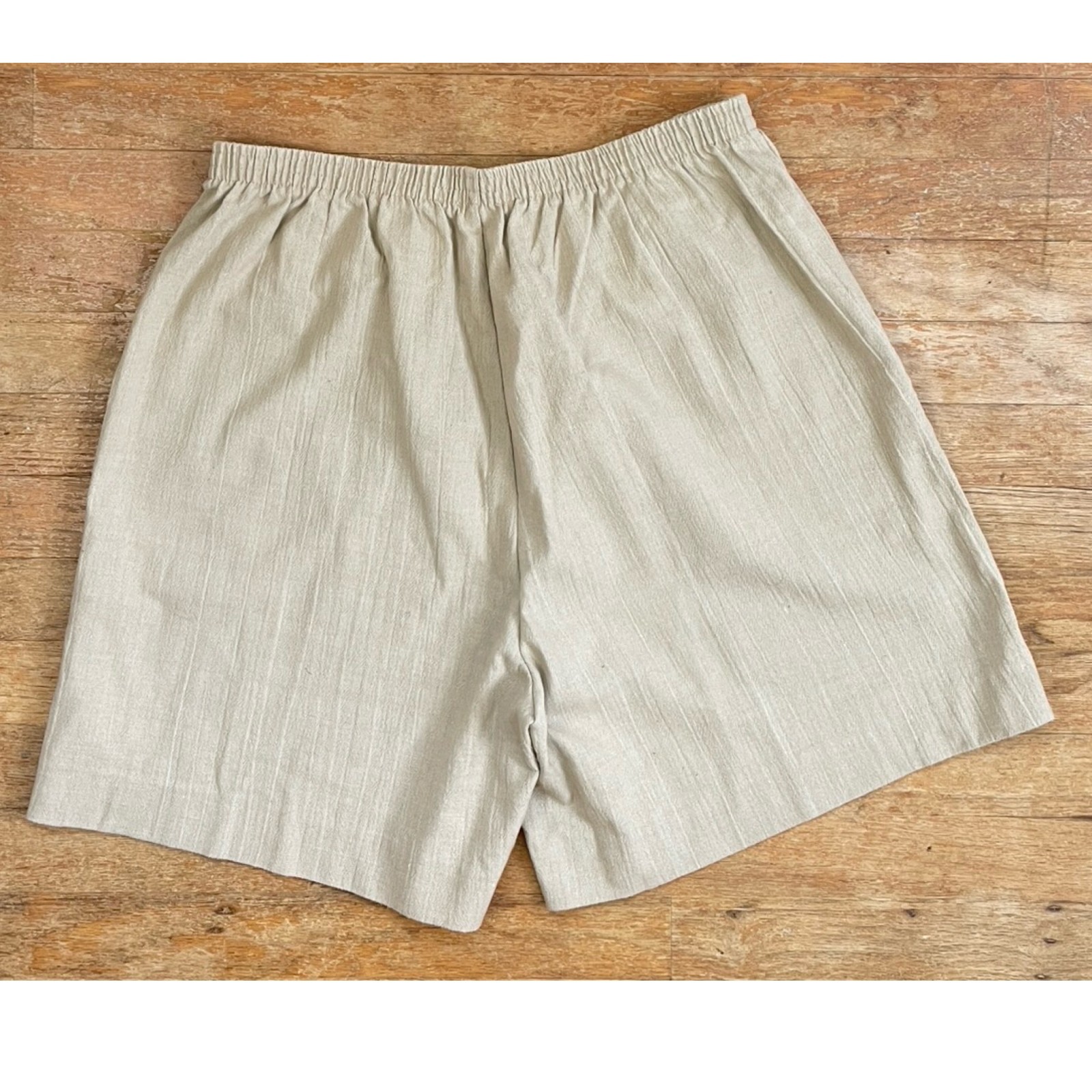 Vintage Wide Leg Shorts Size XL 33-36″ Waist 80s Beige Cotton Blend High Waist