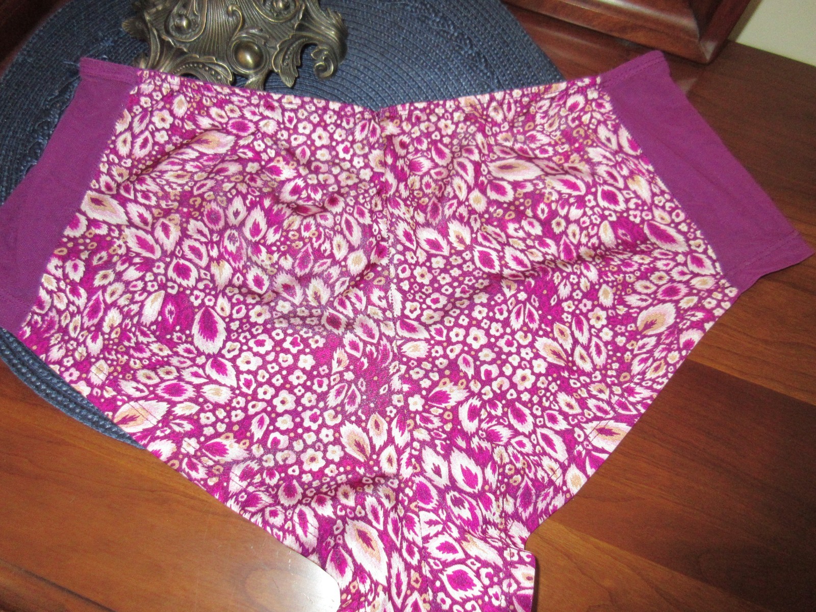 VINTAGE JMS PURPLE print microfiber hi leg panties size 9/2X