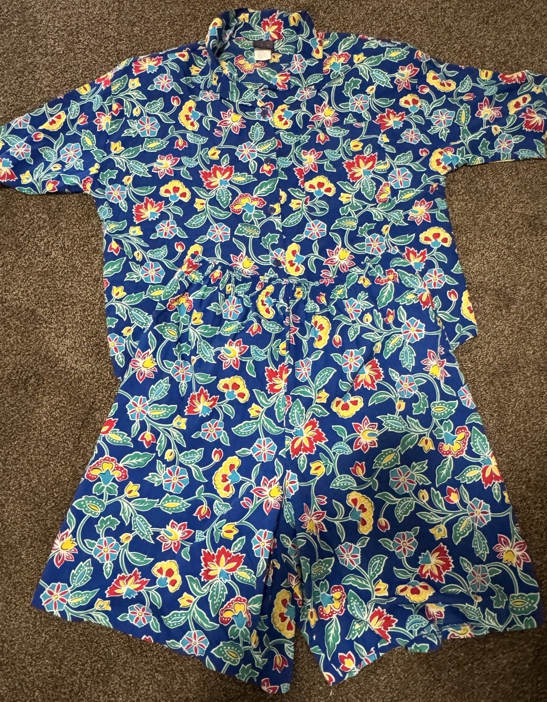 Vintage Summer Blouse Shorts Top Outfit PLUS SIZE Made In USA 1980s 1990s EUC