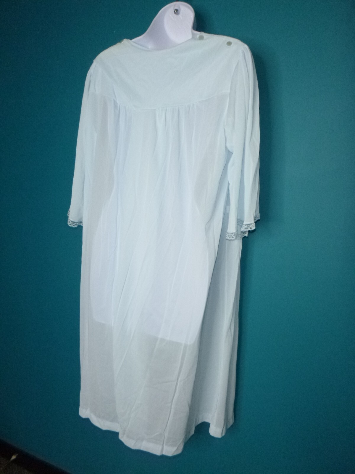 NWT Vtg Nancy King 100% Antron Nylon Hospital Nightgown Lace Trim Adaptive Sz L