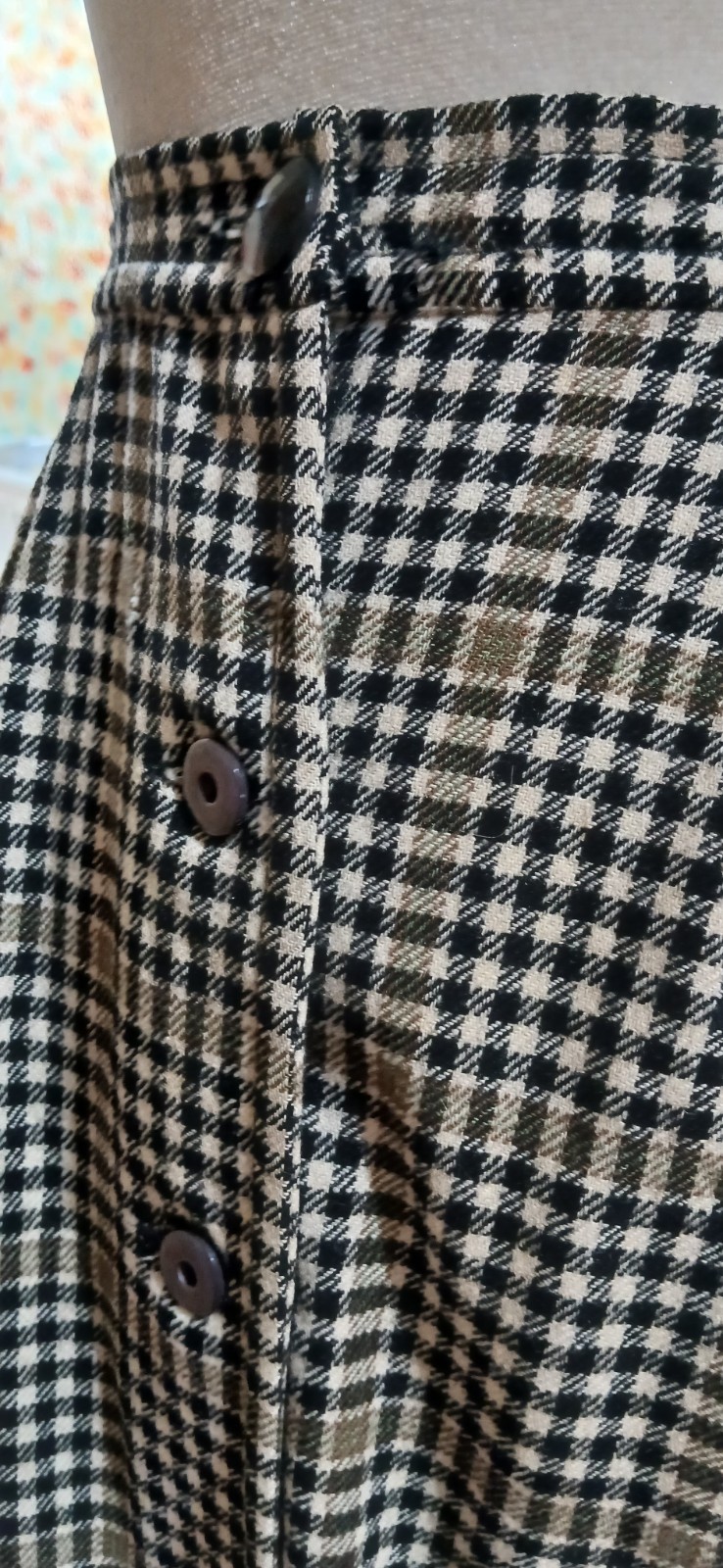 Vtg 1980s Pendleton Plaid All Wool Fitted Buttoned Front Maxi Skirt S