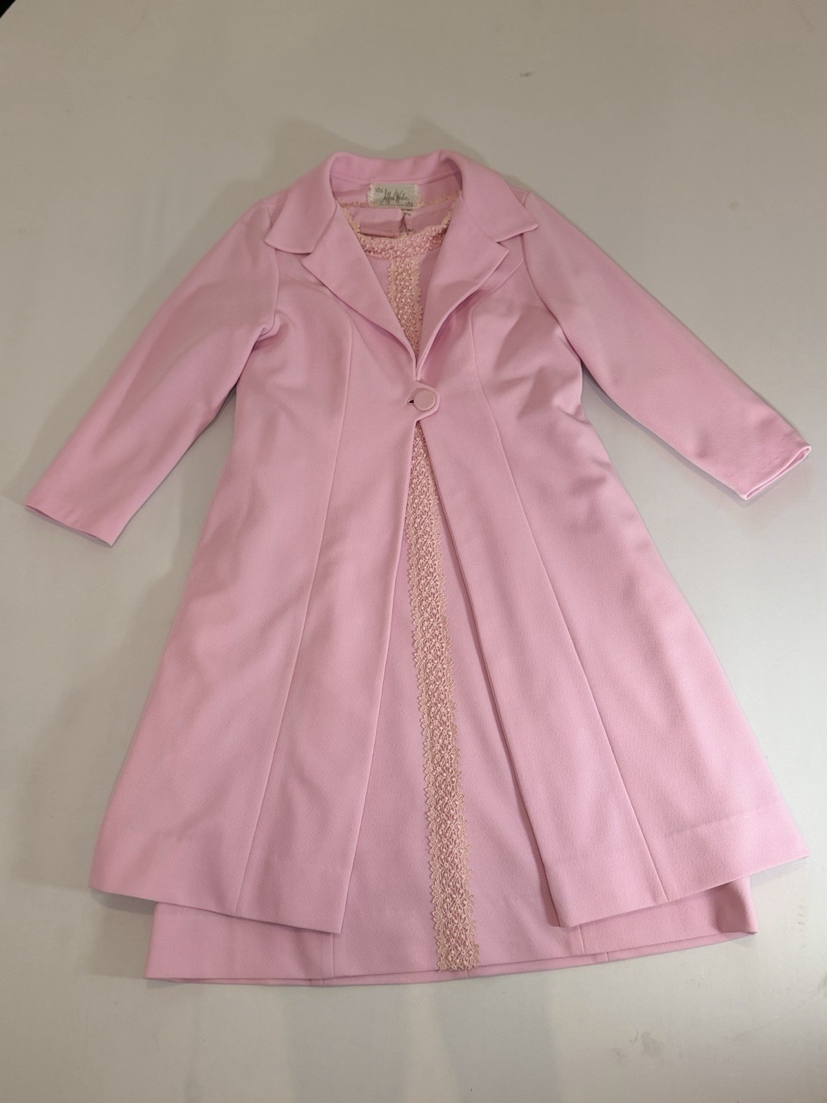 Vintage 1960s Alfred Werber Pink Coat Dress Set No Size Tag