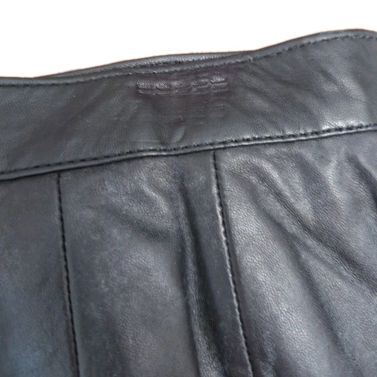 Vintage Black Leather Pencil Skirt Zipper With Snap Closure Front Slit Size 9/10