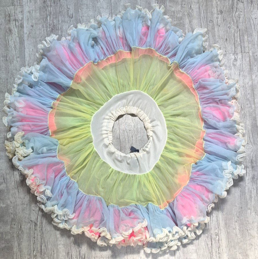 Vintage NEON Pink Blue Yellow Green Petticoat One Size Fits All Nylon