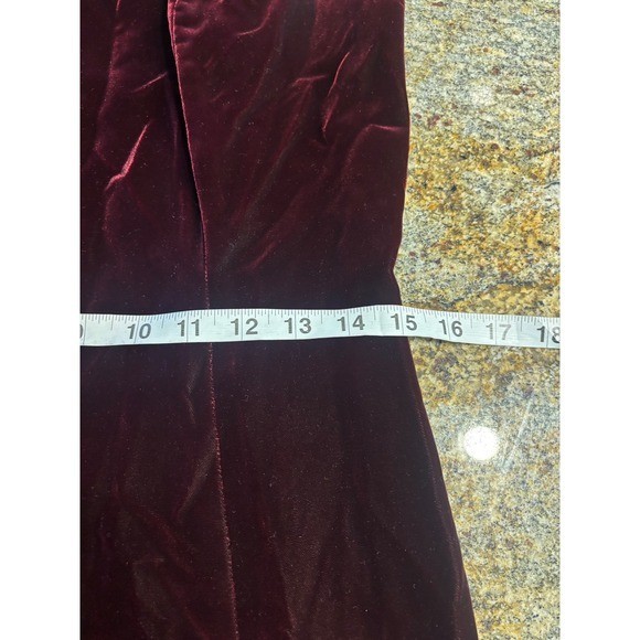 Vtg Niteline Della Roufogali Burgundy Velvet Maxi Dress Rhinestone Formal 10