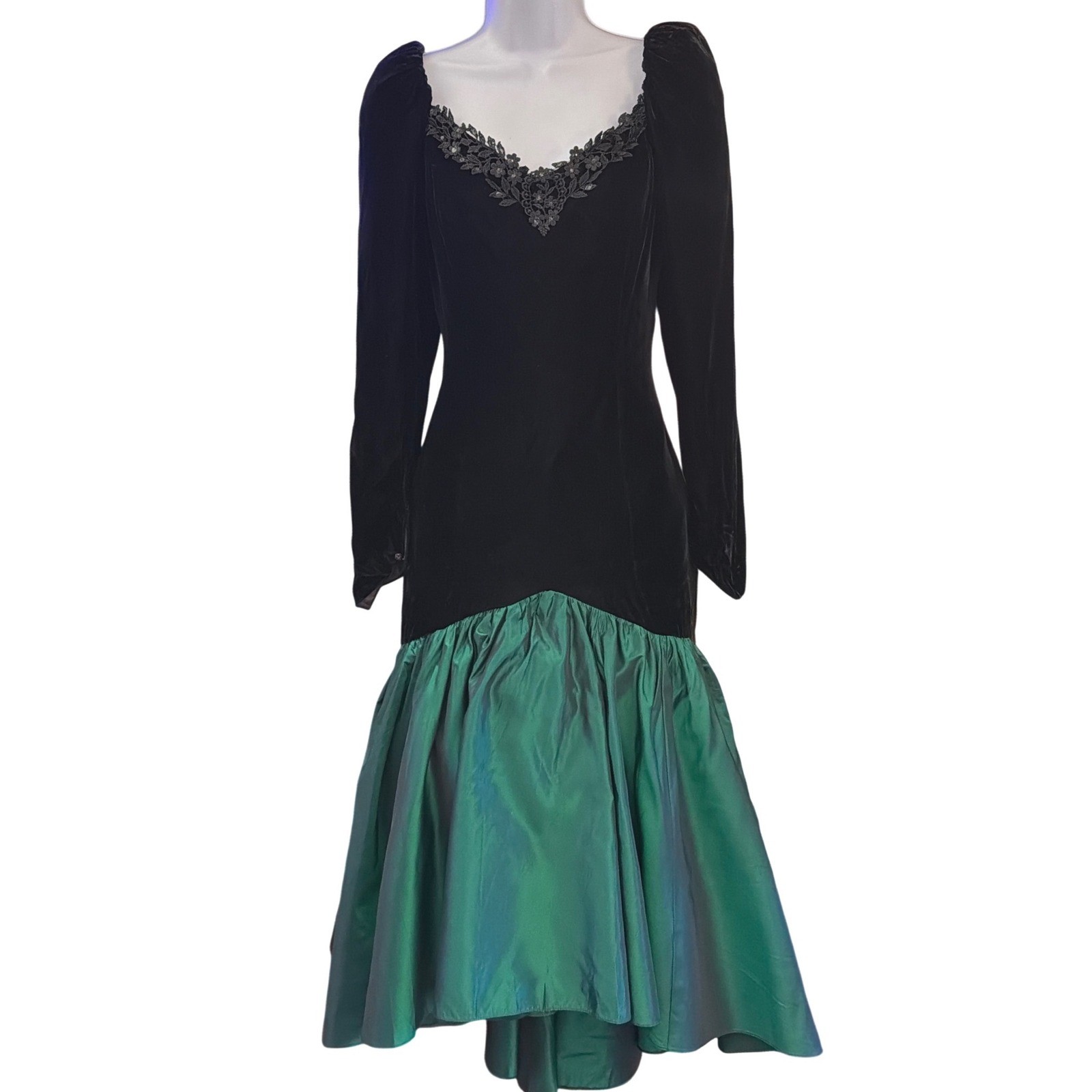 Vintage 80’s 90’s ILGWU Velvet Taffeta Gown Dark Romance Whimsigoth Gothic Glam