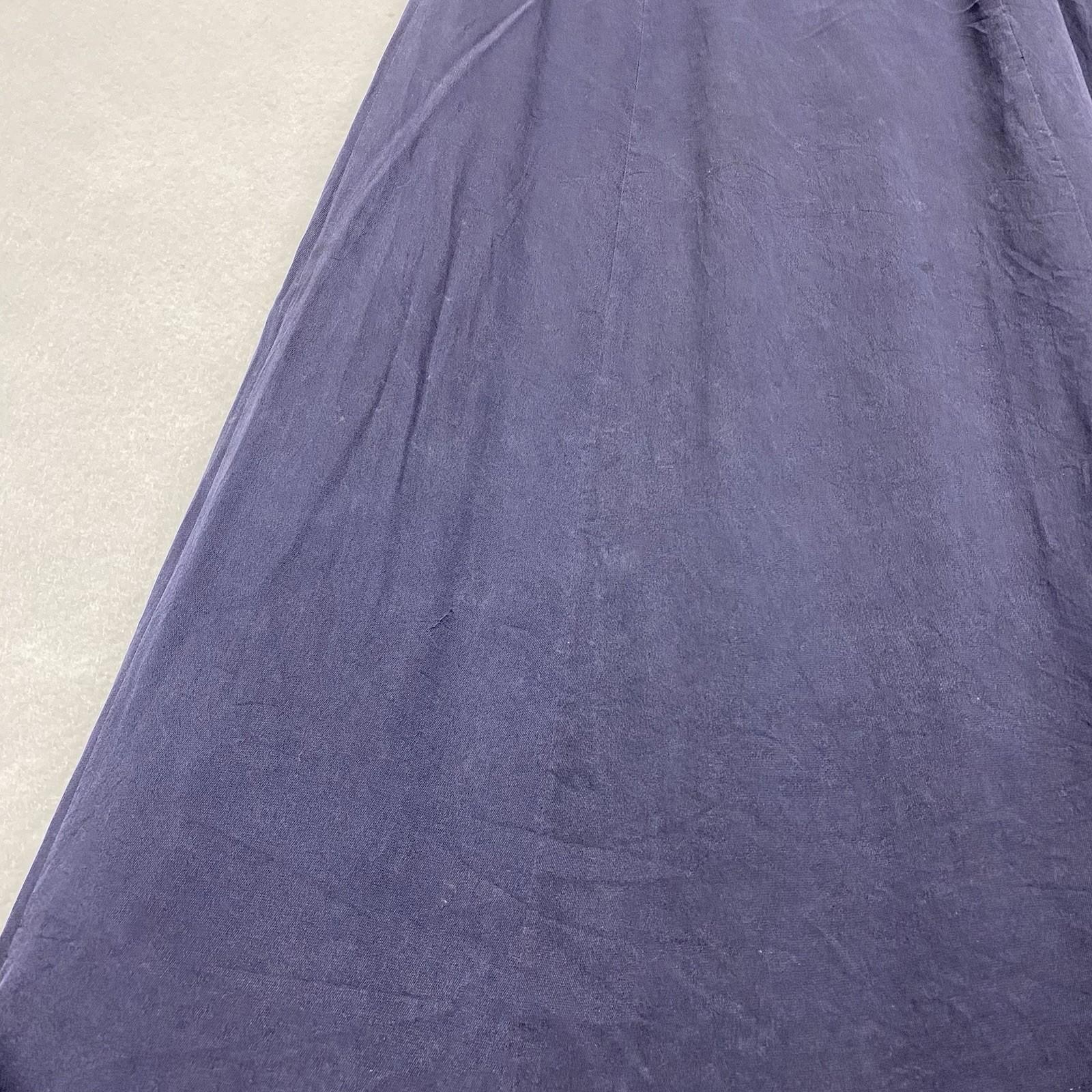 VTG Women’s Long Skirt 100% Silk 6 Navy Blue Refined Minimalist Quiet Luxury