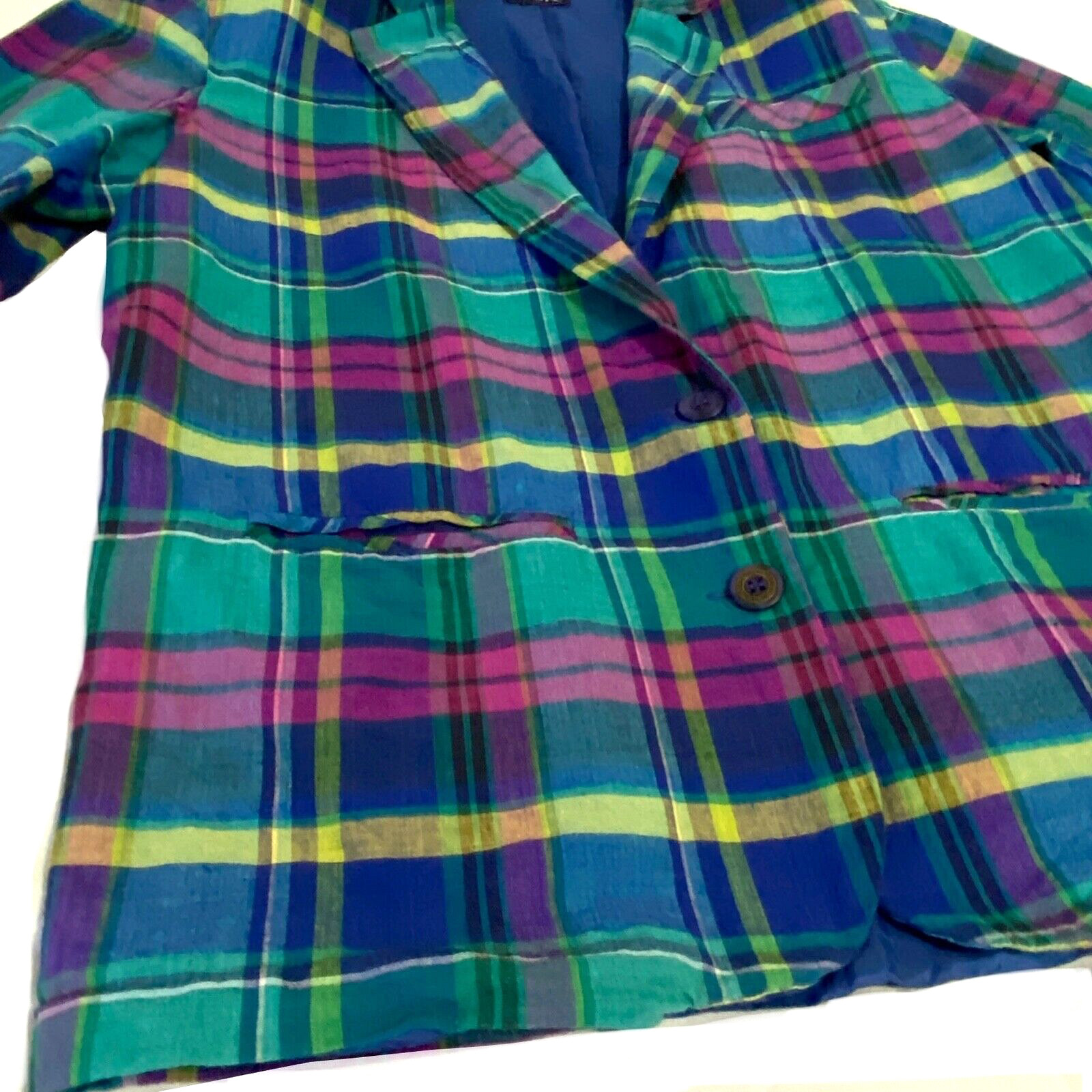 Vtg Plaid Jacket Blazer Chest 40in. Preppy Madres Sporty Academia OBR Summer d