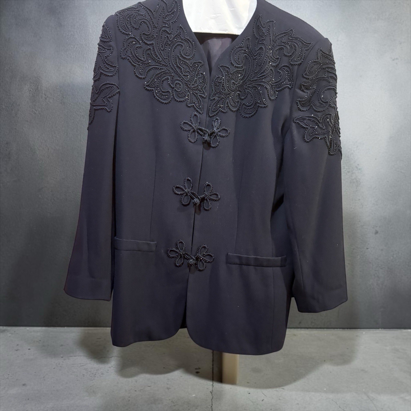 Vintage Nicole miller Black Beaded Embellished Blazer Size 10 80’s, 90’s