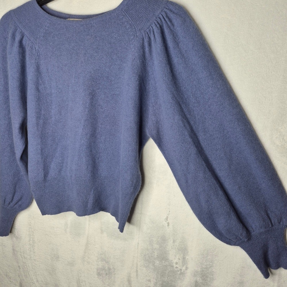 Vintage Carson Pirie Scott Angora Lambswool Puff Shoulder Sweater Blue – M