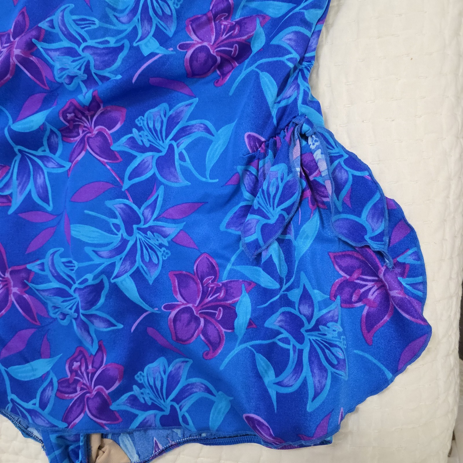 Maxine of Hollywood Womens Swimdress Swimsuit Blue Purple Sz 24W Vintage