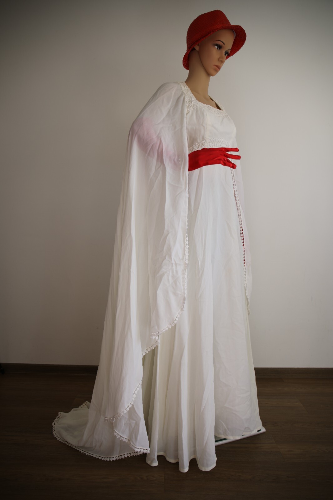 Rare Vintage Bridal Dress 1960’s Maggy Rouff Paris Couture Mod🌿Gown Cape