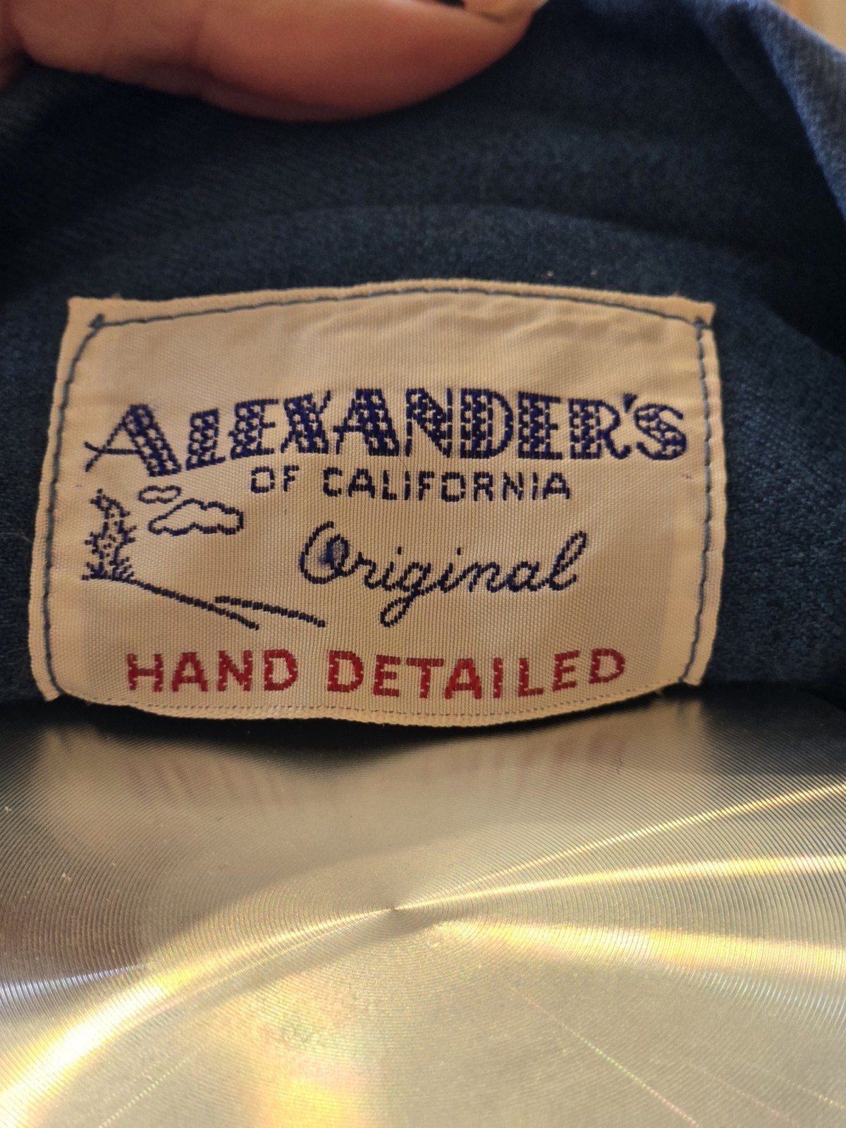 Vtg 1940s Alexander Of California Western Arrow Welt Slate Blue Cotton Day Dress