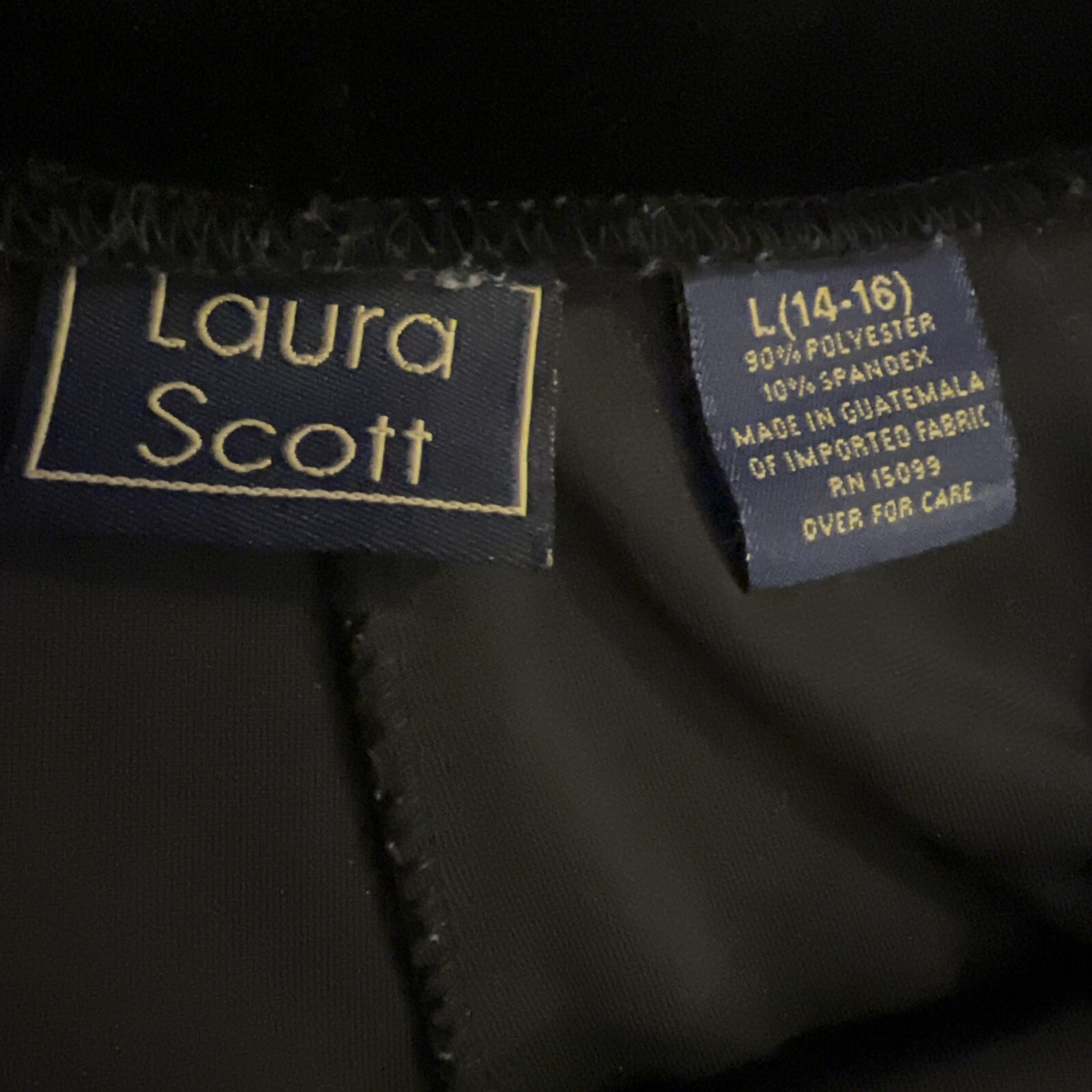 Vintage Laura Scott Black Velour Elastic Waist Pull On Casual Pants Size 14/16