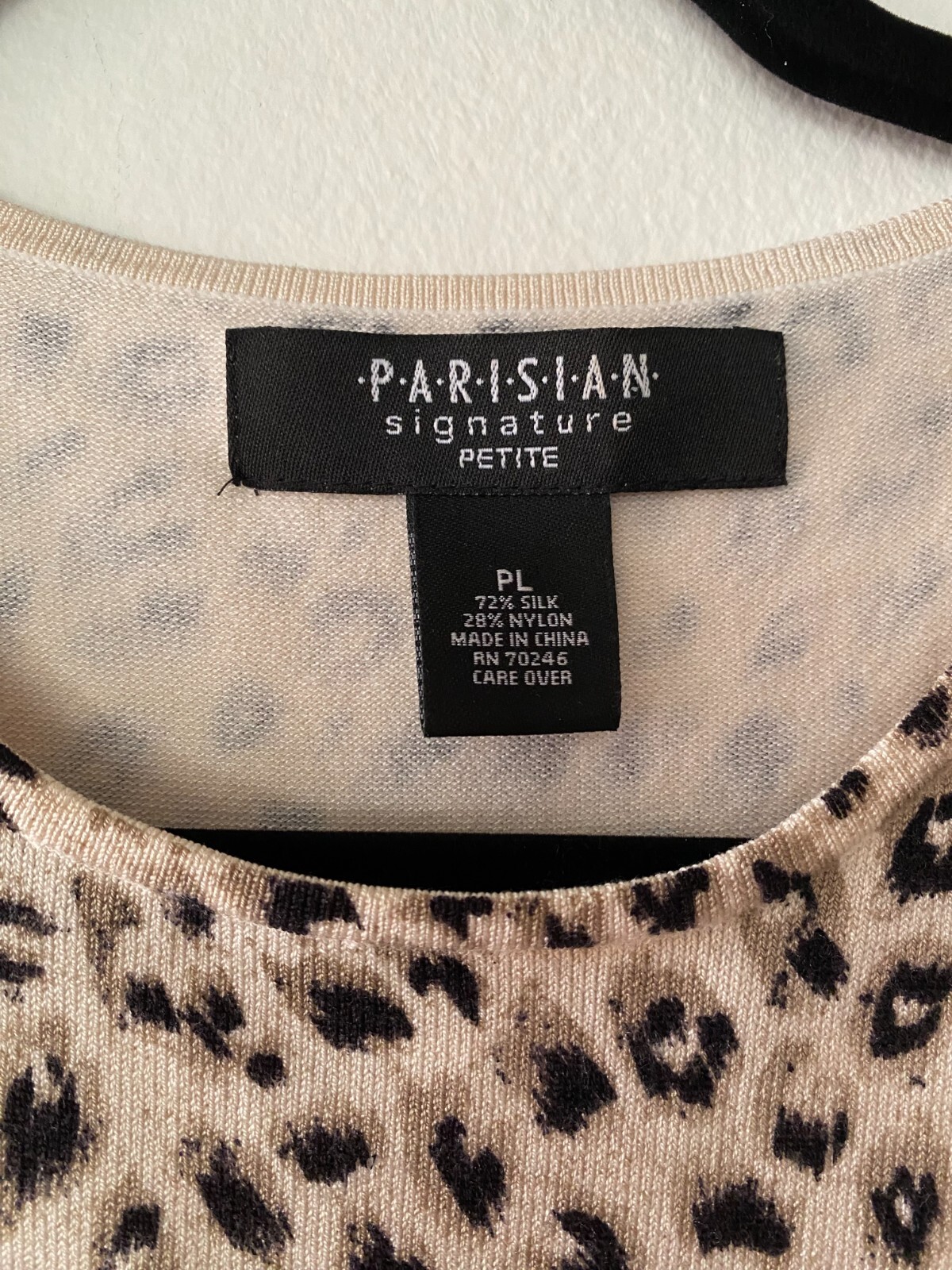 Vintage Parisian Signature Leopard SIlk Blend Knit Sweater Tank Minimalist 90s L