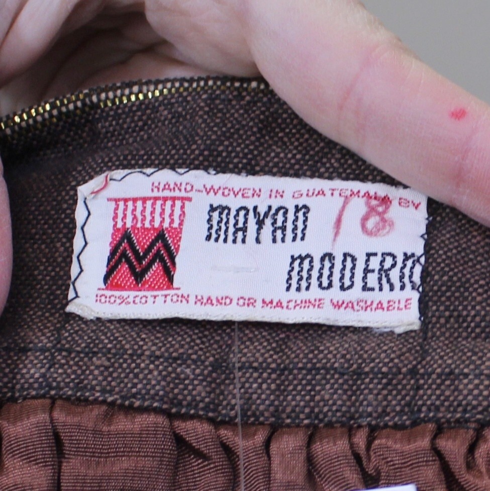 Vintage 60s High Waisted Woven Guatemalan Style Wrap Mini Skirt by Mayan Modern