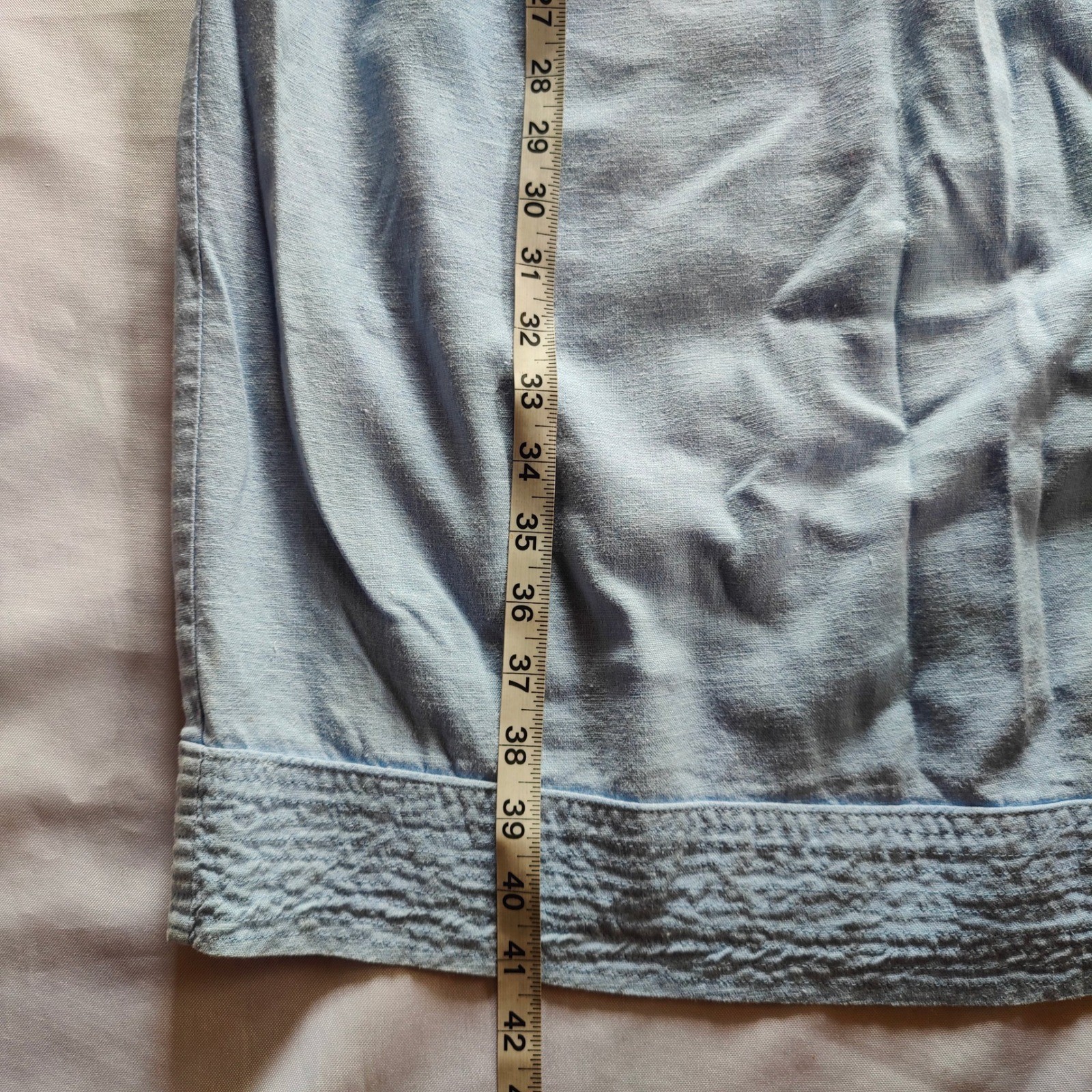 Mainstreet Blues Vintage 90s Drop Waist Midi Dress Linen Blend Baby Blue 16W