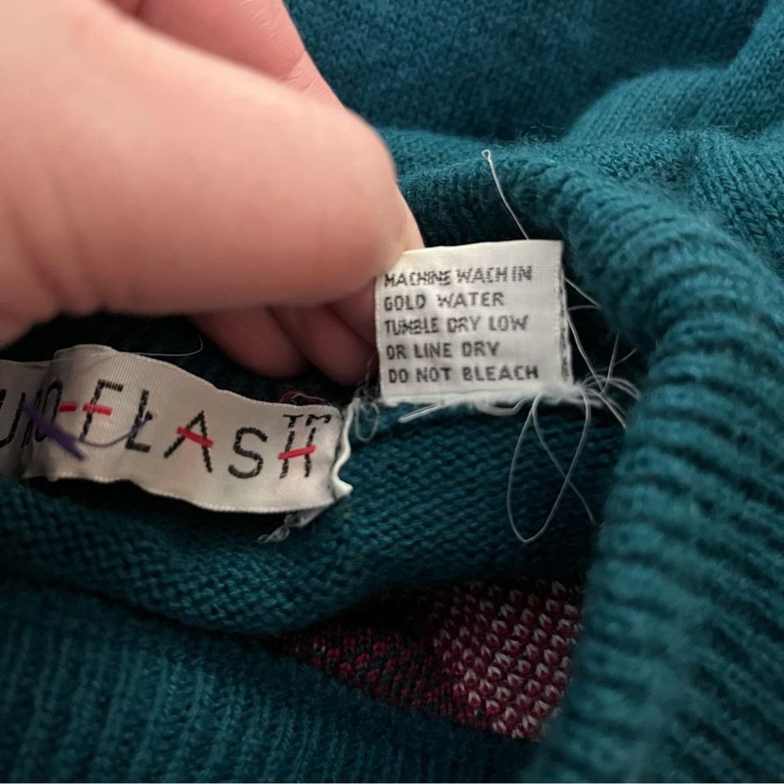 Vtg 80s Euro-Flash Argyle Knit Pullover Sweater Slouchy Mock Neck Dark Teal OS