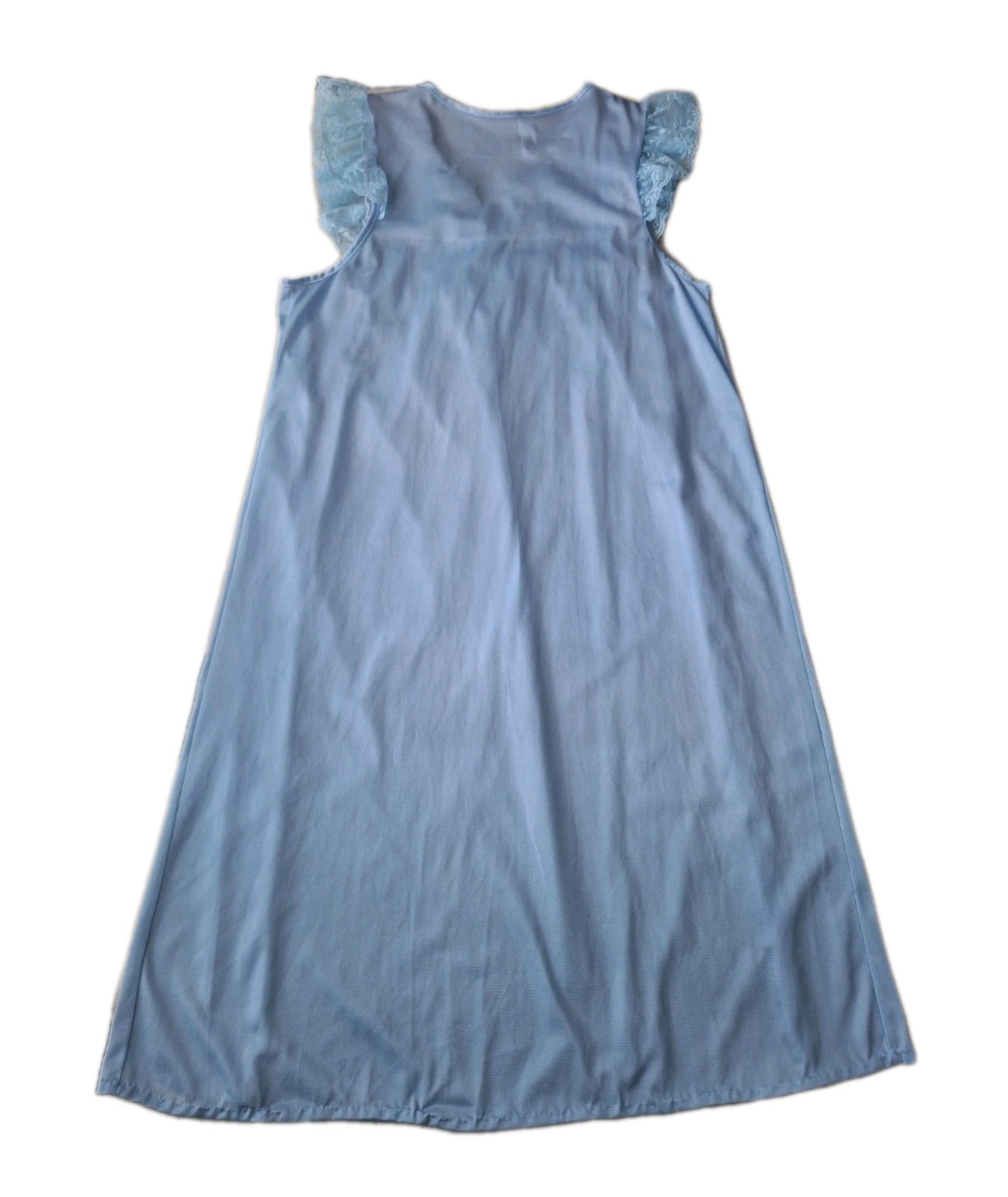 VTG Paramount Underwear Co Nylon Nightgown M Blue Lace&Floral Details Coquette