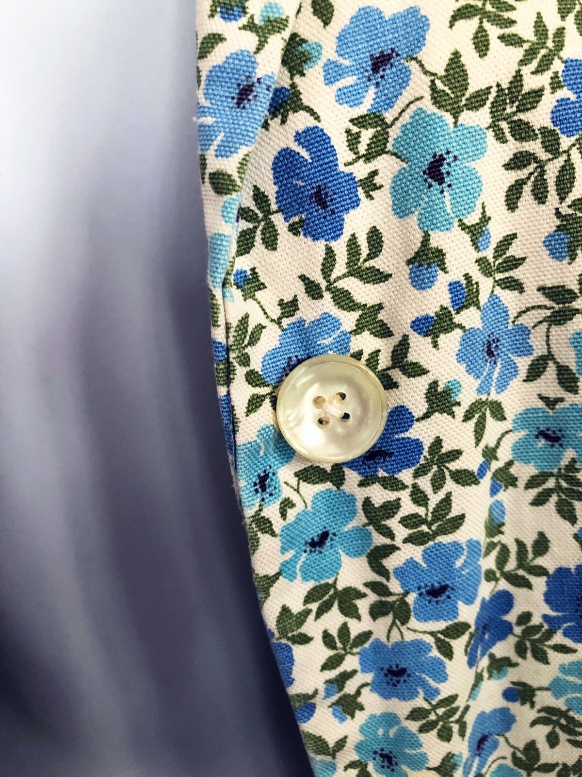 Century of Boston Classic Genuine 1960s VTG Blue Floral Preppy Cotton Suit SM