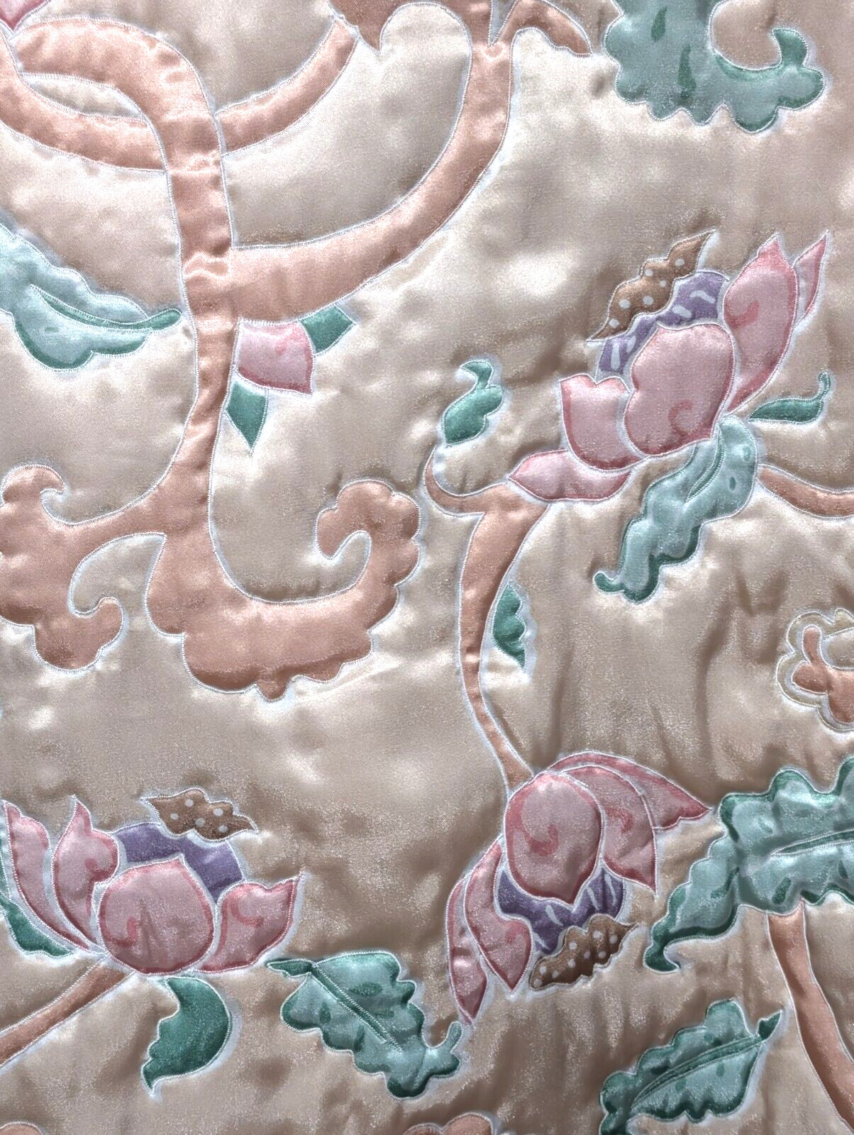Vtg 80’s Victoria Secret Gold Label Satin Quilted Jacket Pastel Sz M/L