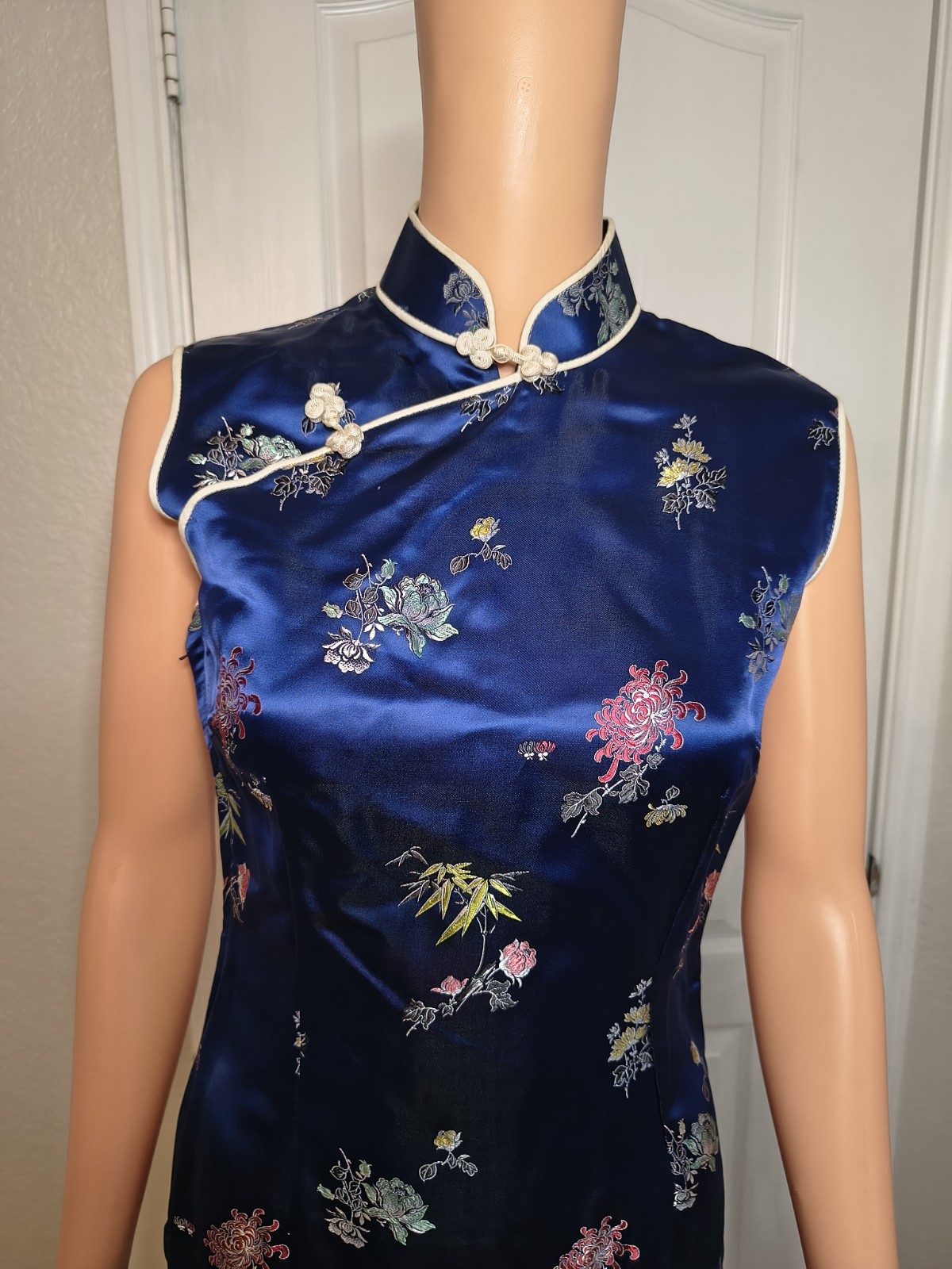Vintage Asian Blue Dress Retro Glam Size 34 Approx Size Medium Traditional -DP29