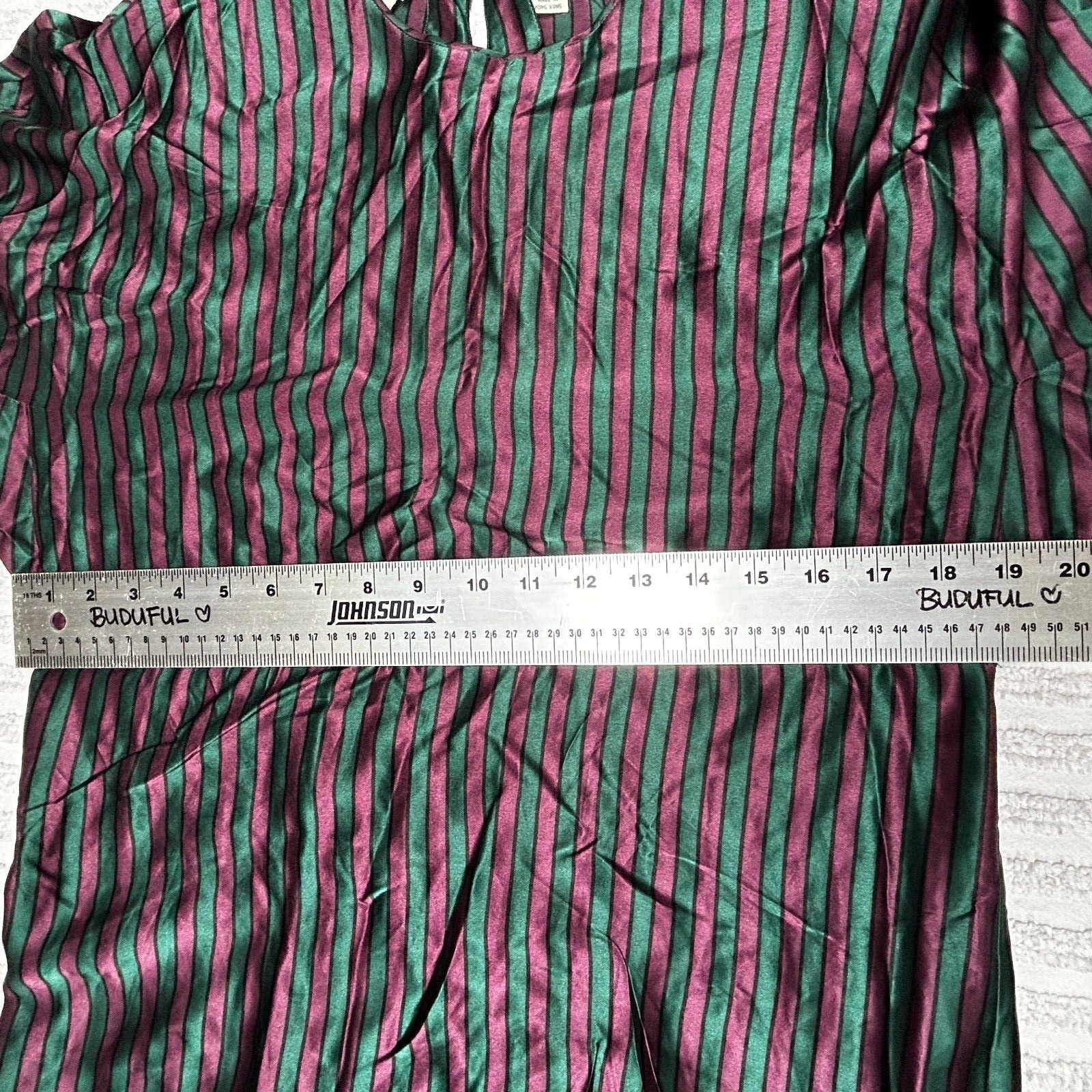 Vintage Linda Allard for Ellen Tracy Women Maroon/Green Striped Silk Blouse Sz 6