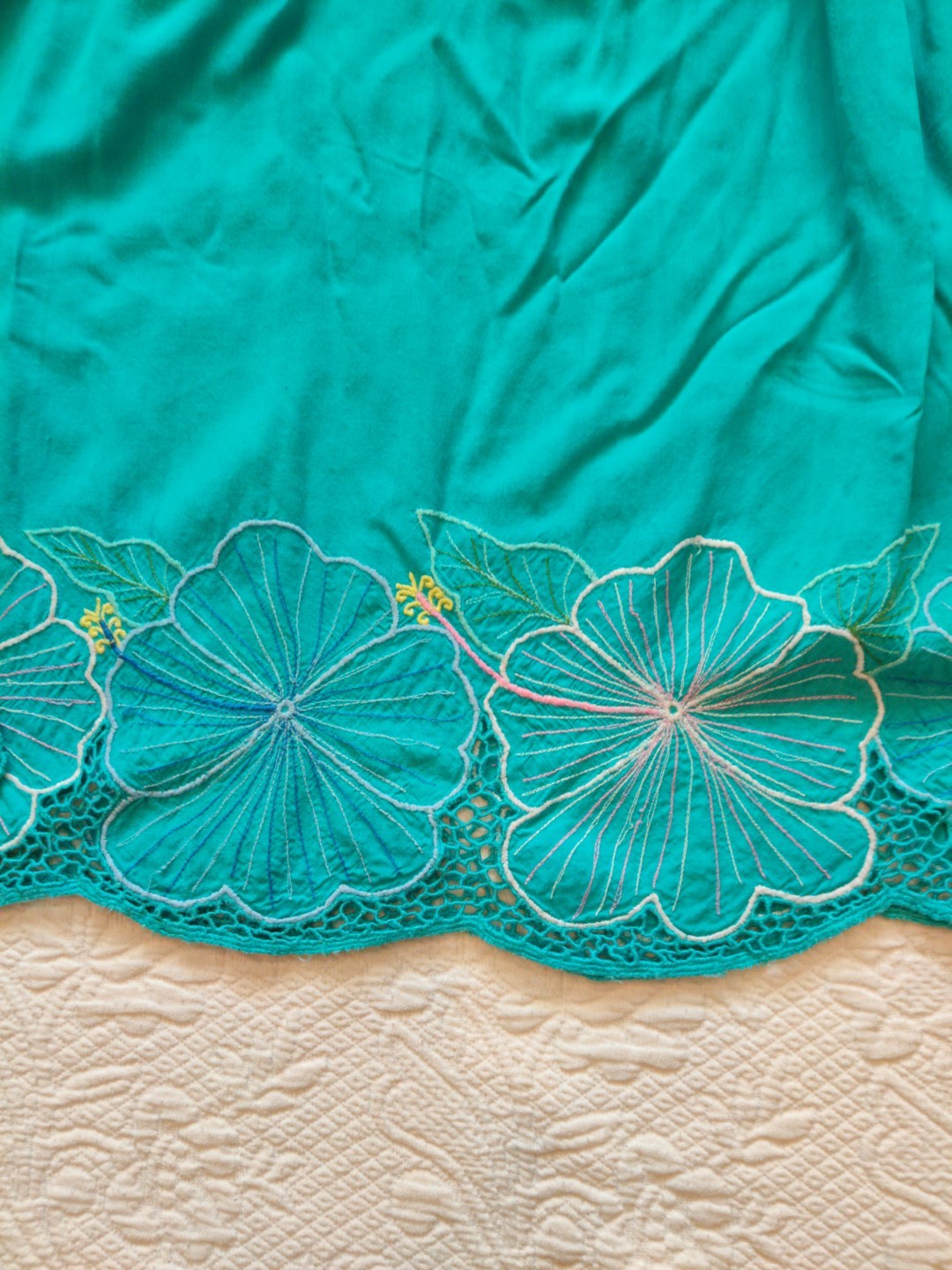 Vintage 90s Floral Cut Lace Top & Skirt Tropical Hawaiian Beach Set