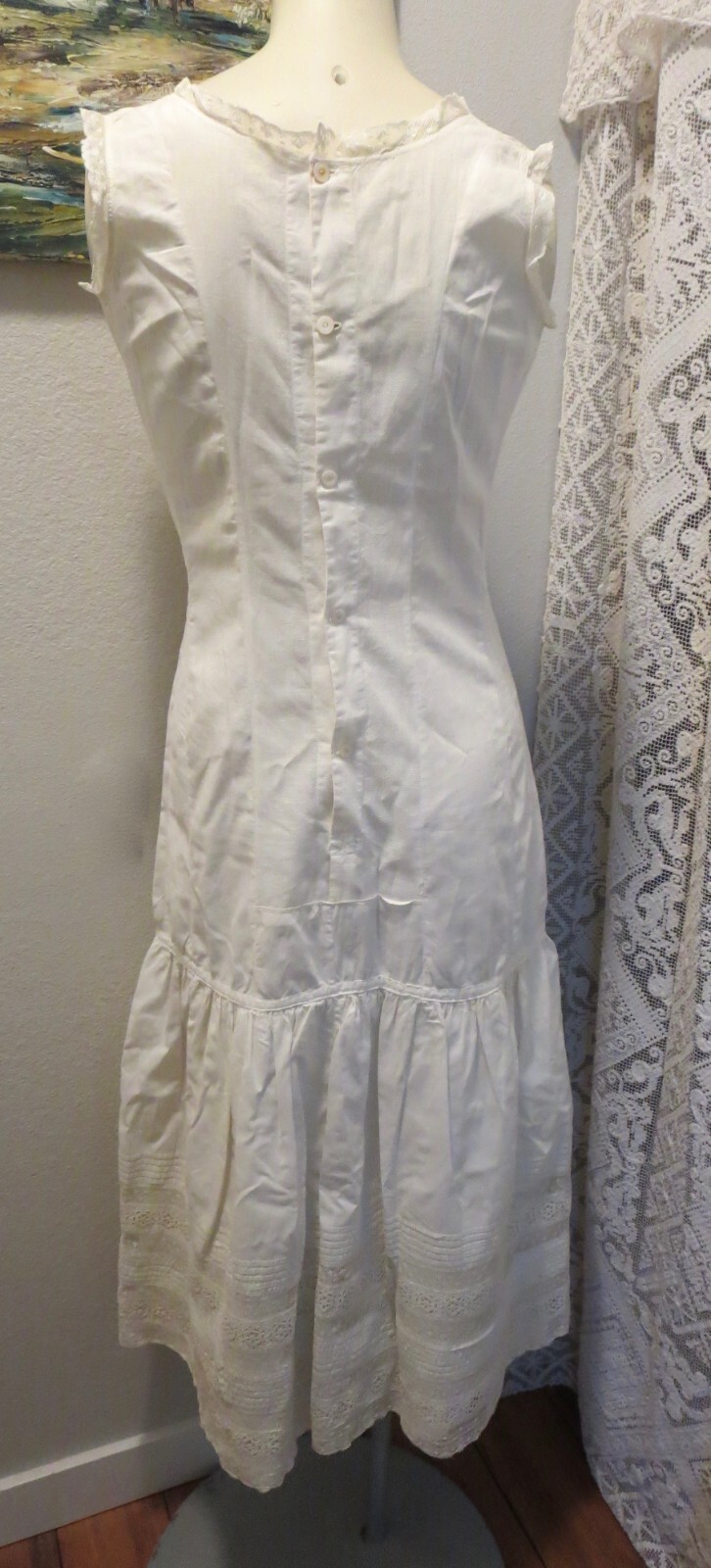 Antique 1900s Gibson Girl Shapely Fitted Full Slip With Lace Petticoat 34 Bust