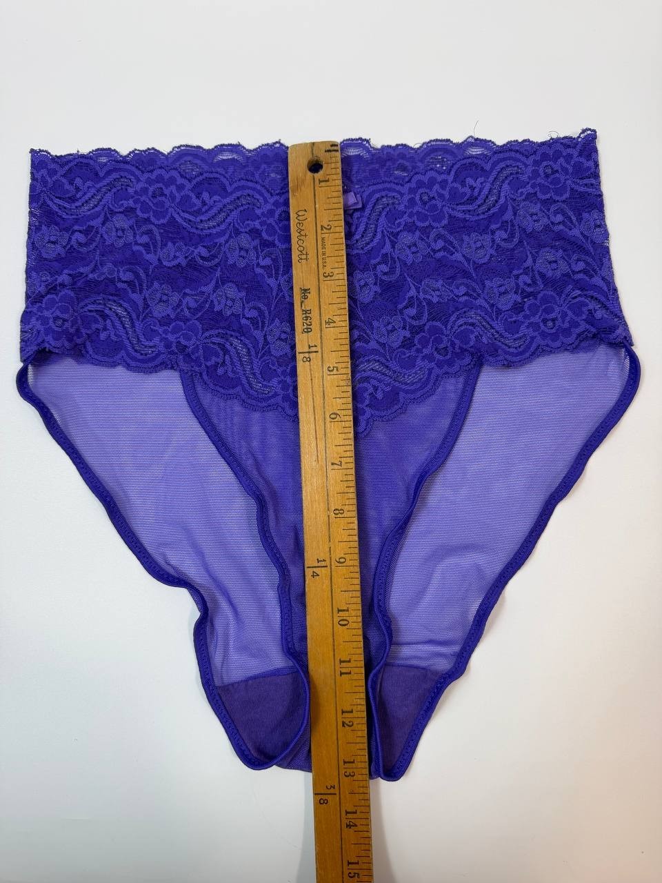 Vintage Victoria’s Secret Purple Sheer Lace Mesh Brief Panties M Nylon USA