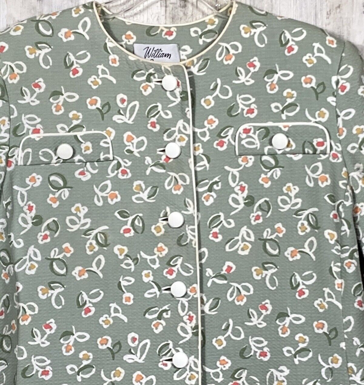 William Pearson Shift House Dress Woman XL Green Orange White Knee Length