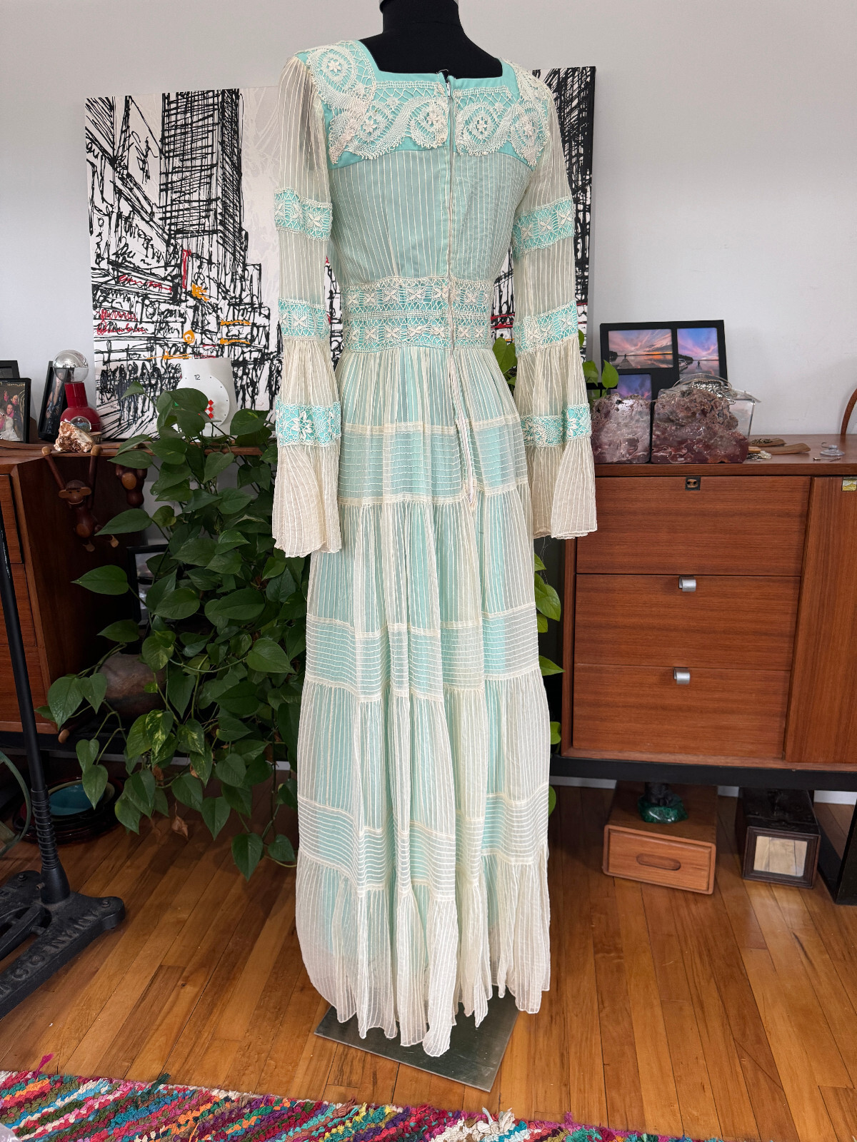 Vintage Maxi Dress Maxi Festival – Massive Bell Sleeves! 1960s 1970s