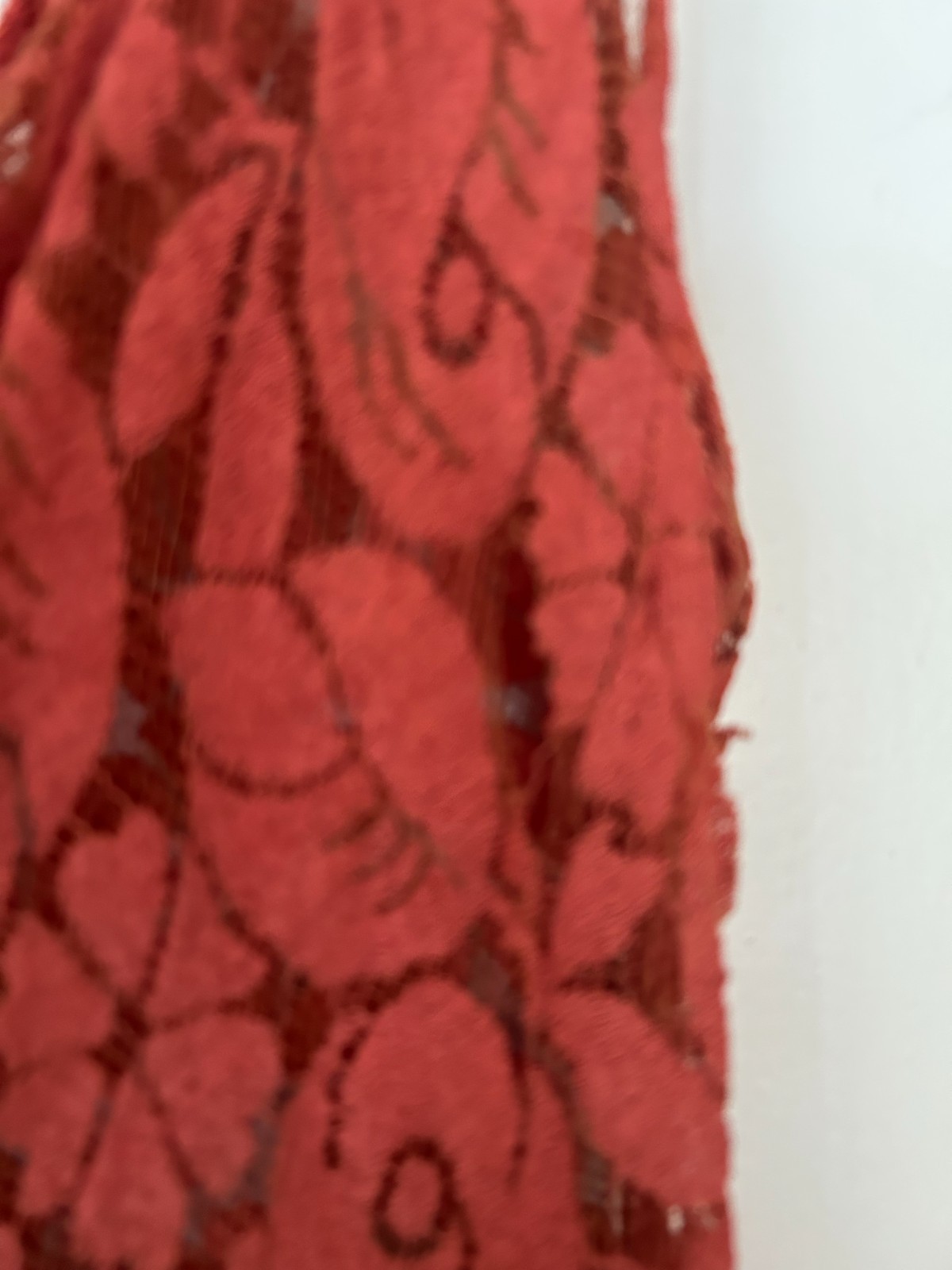 Vintage 30’s long coral lace sleeveless dress matching fur trim lace cape XS-S