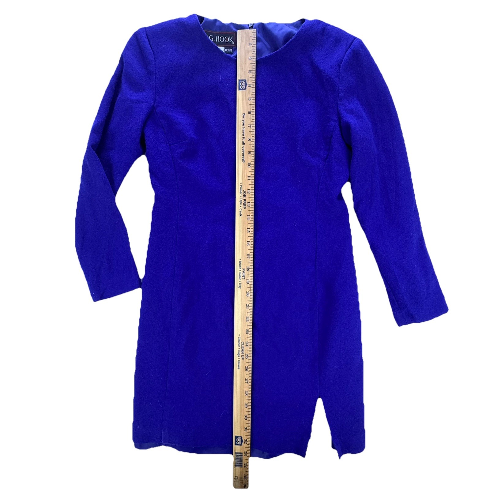 Vintage 80s JG Hook Royal Blue Woop Longsleeve Mini Cocktail Dress Size 8P