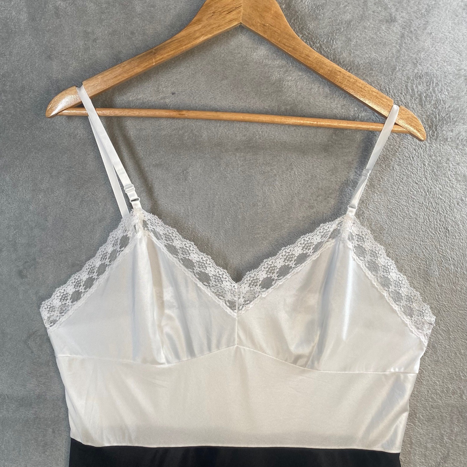 Vintage Slip Dress Women Size 40 Lace Trim Coquette Retro Pinup Mid Century