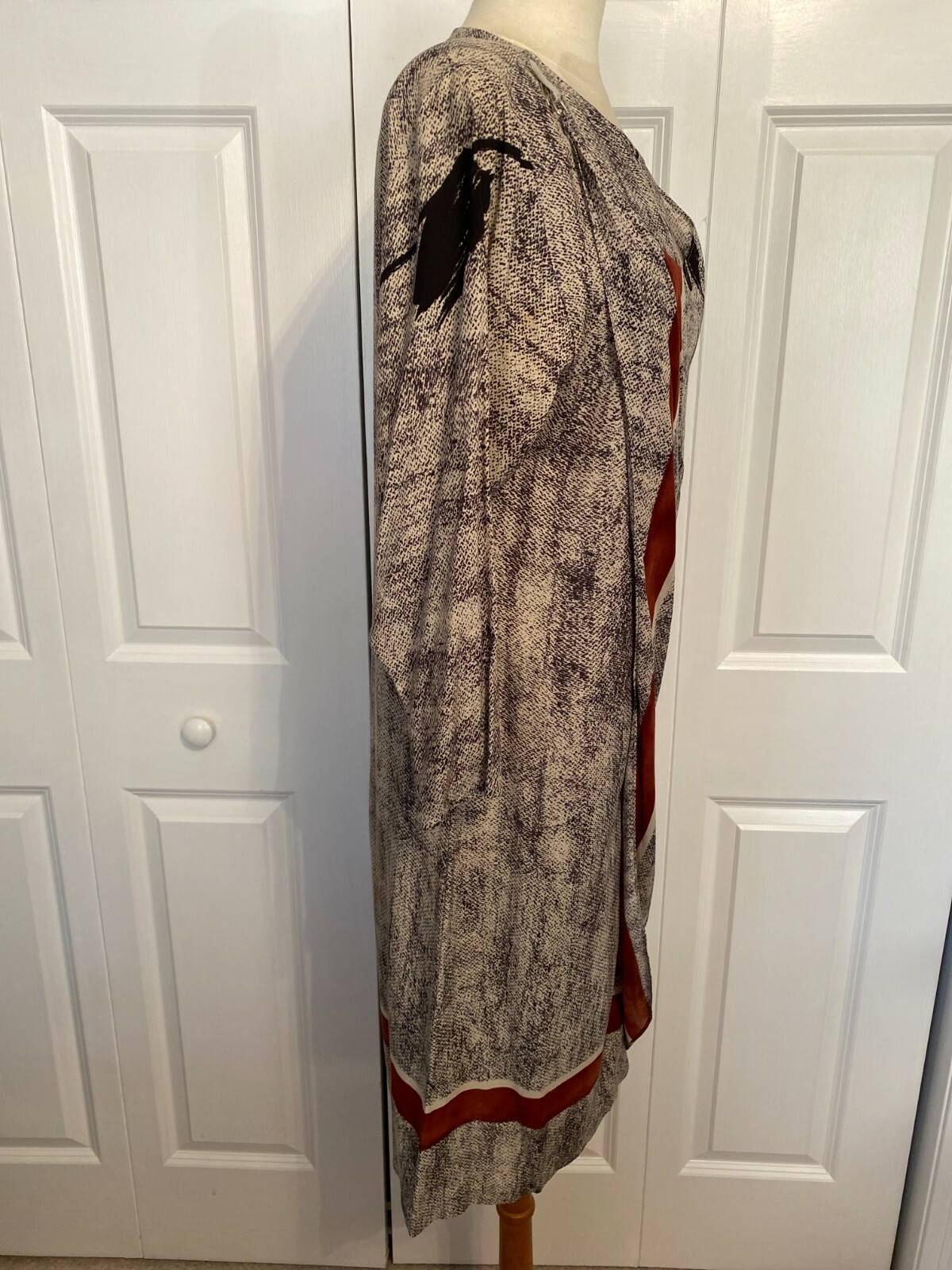 St. Barts vtg 1980s graphic gray black red long-sleeved dress Jr Sz 7-8 washable