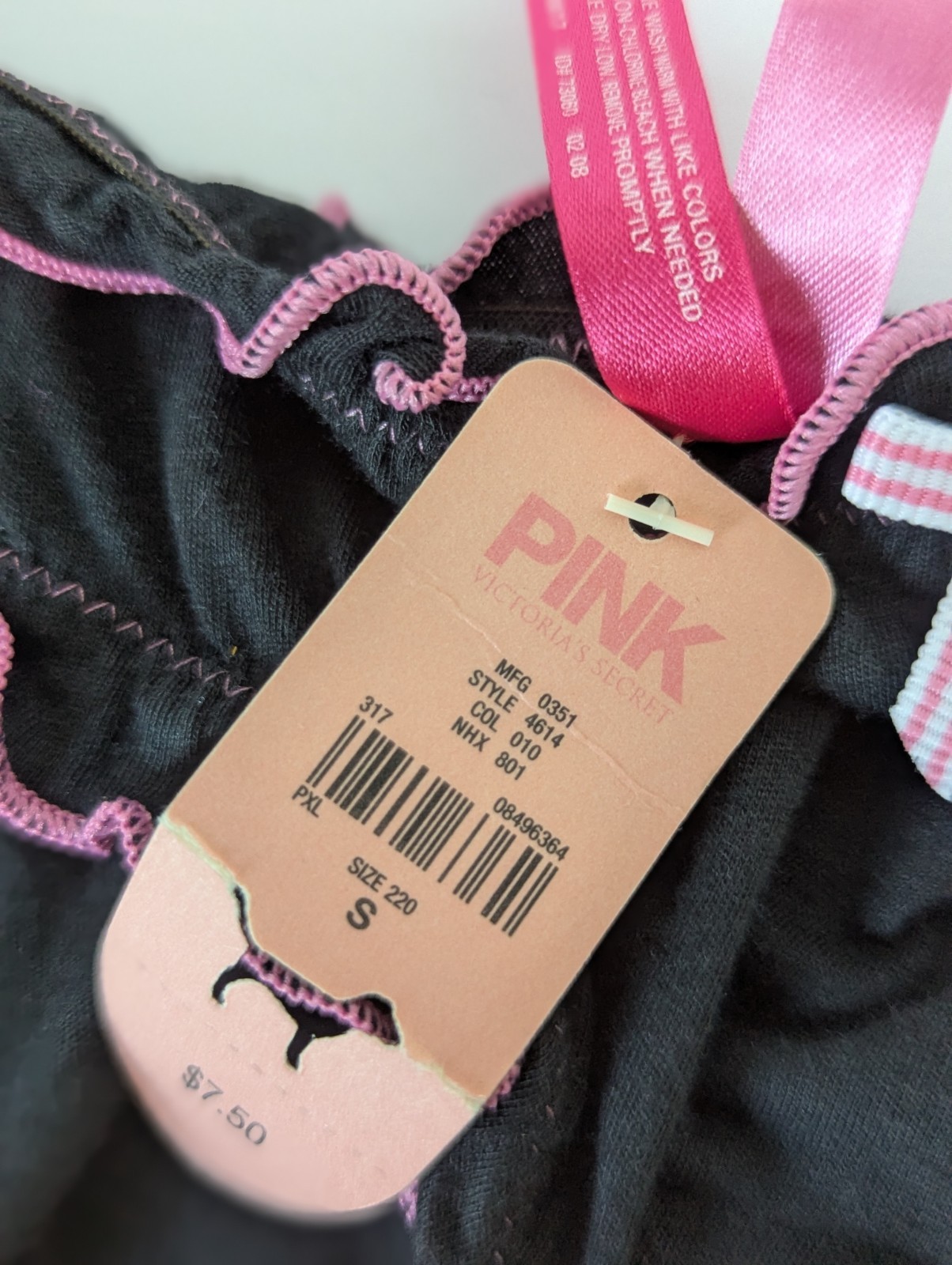 Vintage Victoria Secret Love Pink Hipster Panty Black Extra Low Rise Dog NWT